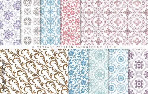 Vintage ornament set. seamless pattern background.