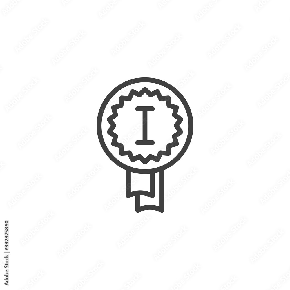 First place award line icon. linear style sign for mobile concept and web design. Champion medal outline vector icon. Symbol, logo illustration. Vector graphics First place award line icon. linear style sign for mobile concept and web design. Champion medal outline vector icon. Symbol, logo illustration. Vector graphics