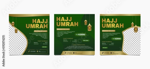 Set instagram post template for hajj and umrah promotion Premium Vector photo