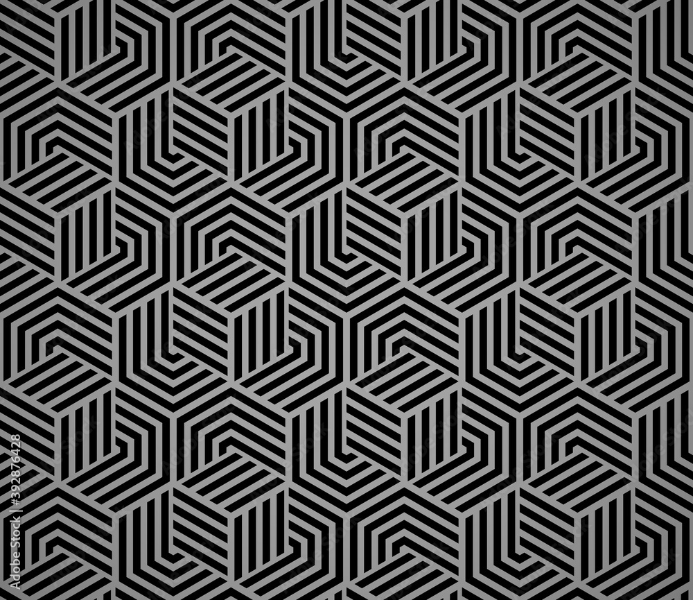 Abstract geometric pattern with stripes, lines. Seamless vector background. Black and gray ornament. Simple lattice graphic design