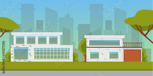 Suburban residential house for buy or rent a vector illustration