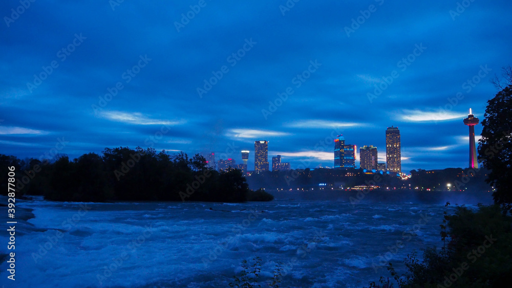 The Niagara falls  and view of Toronto Town at Buffalo, USA