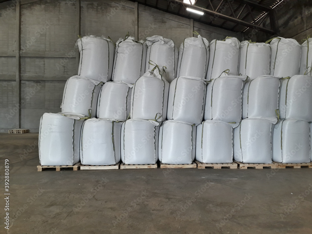 Chemical fertilizer Urea Stockpile jumbo-bag in the warehouse waiting for shipment. Chemical fertilizer Urea Stockpile jumbo-bag in the warehouse waiting for shipment.