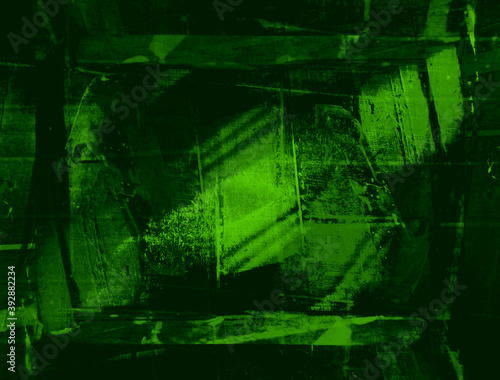 Green monochrome background with square, dark inserts.