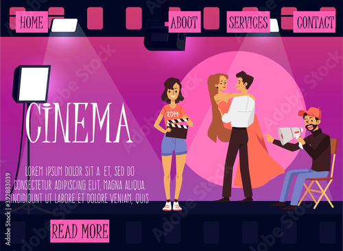 Vector landing page template of app for professional movie industry
