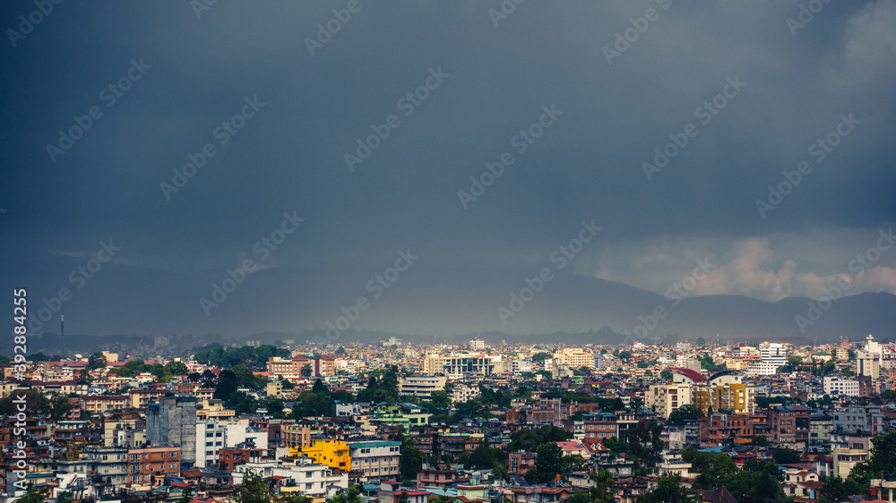 Dark stormy clouds over Patan and Kathmandu in Nepal Dark stormy clouds over Patan and Kathmandu in Nepal