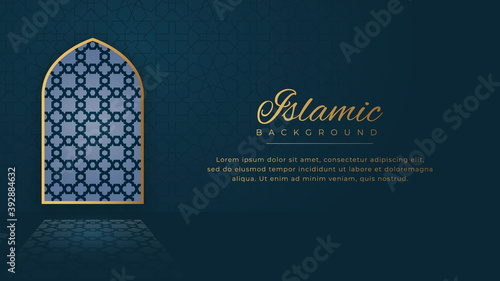 Islamic Arabic Style Golden Ornamental Arch Frame Background