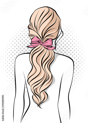 Blonde girl with long wavy hair