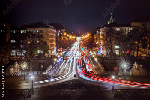 Langzeitbelichtung der Prinzregentenstraße in München