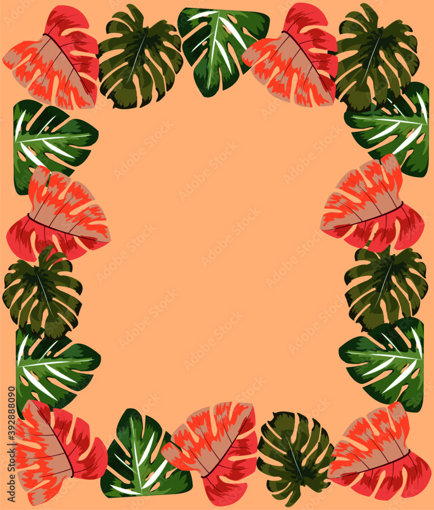 vector illustration of tropical leaves frame Stock Vector | Adobe Stock
