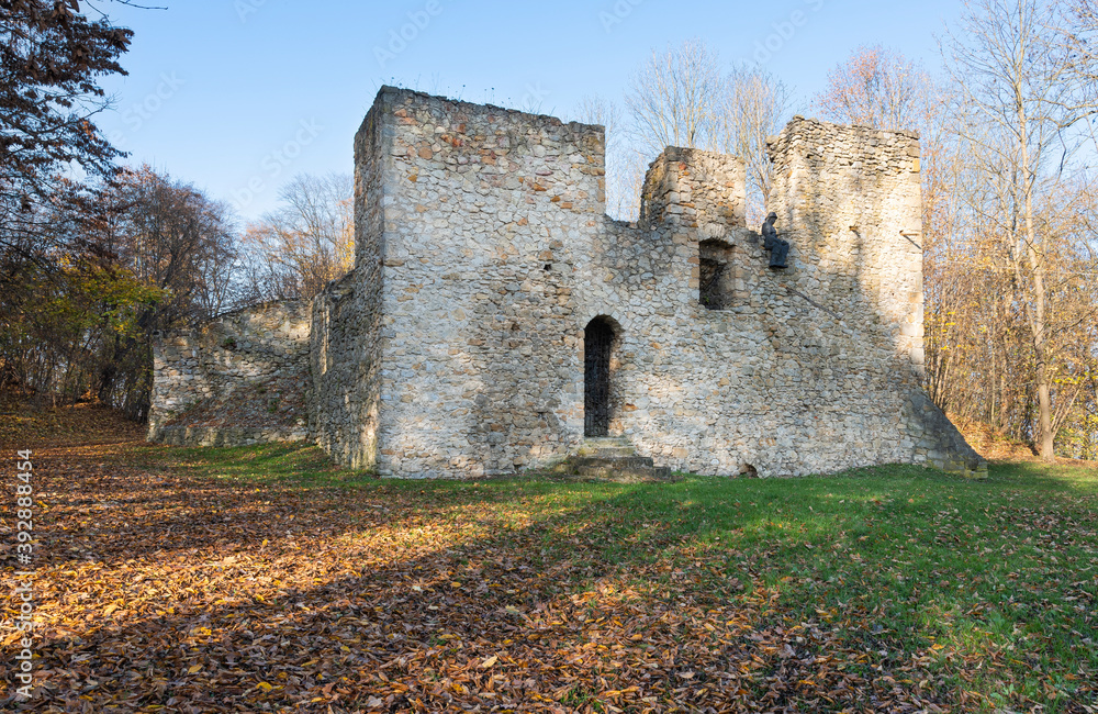 The ruin of the defensive manor in Bakowa Gora (Bąkowa Góra), Poland