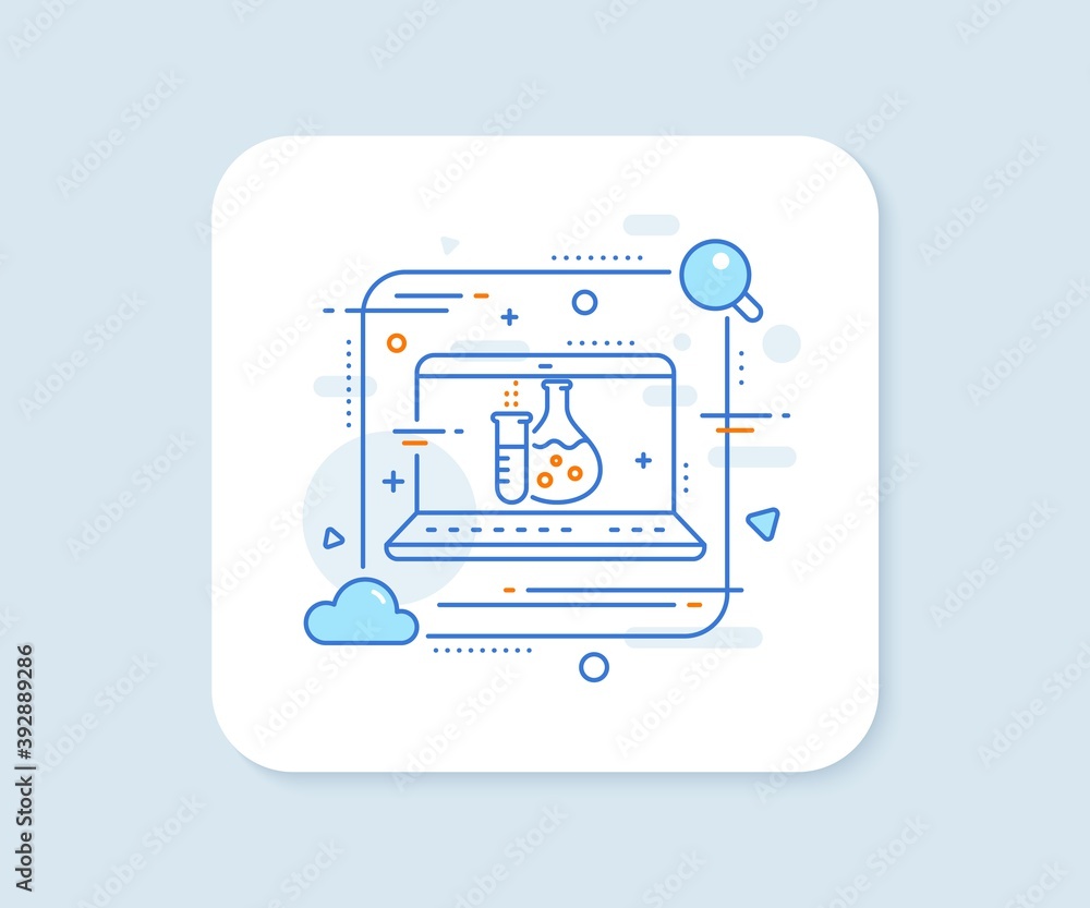 Chemistry flask line icon. Abstract vector button. Laboratory tube sign. Analysis lab symbol. Chemistry flask line icon. Laptop concept badge. Vector Chemistry flask line icon. Abstract vector button. Laboratory tube sign. Analysis lab symbol. Chemistry flask line icon. Laptop concept badge. Vector
