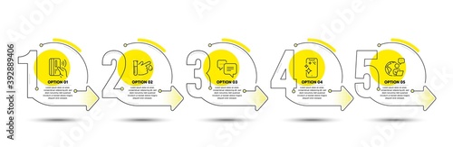 Contactless payment, Smartphone clean and Dots message line icons set. Timeline process infograph. Blood donation sign. Bank money, Phone screen, Chat bubble. Medicine analyze. Business set. Vector