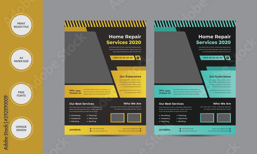 Home Repair Flyer Design Template Vector Template in A4 size