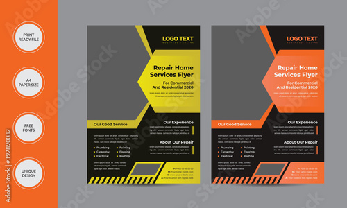 Home Repair Flyer Design Template Vector Template in A4 size
