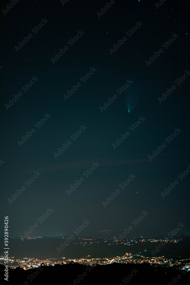 comet neowise over the city of Ourense Spain comet neowise over the city of Ourense Spain