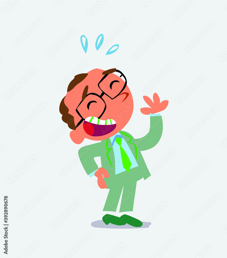 cartoon character of businessman laughing happily. cartoon character of businessman laughing happily.