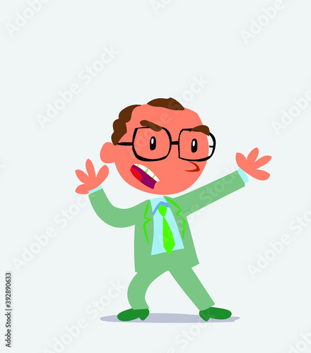 cartoon character of businessman arguing angry.