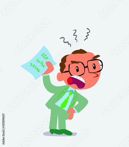 businessman waving a document angrily