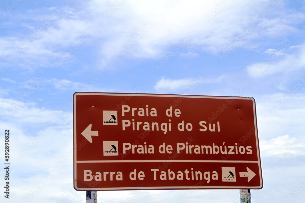 Plaque, Pirangi do Norte beach, Rio Grande do Norte, Brazil