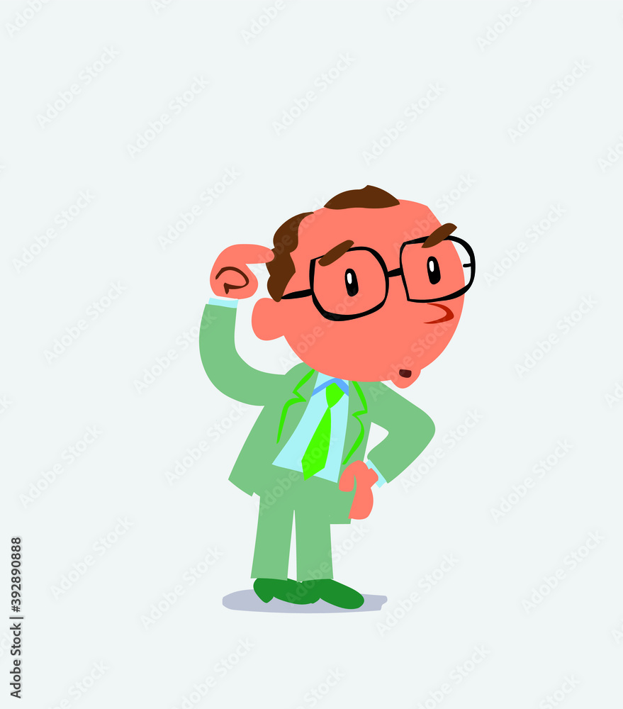 funny cartoon character of businessman doubting funny cartoon character of businessman doubting