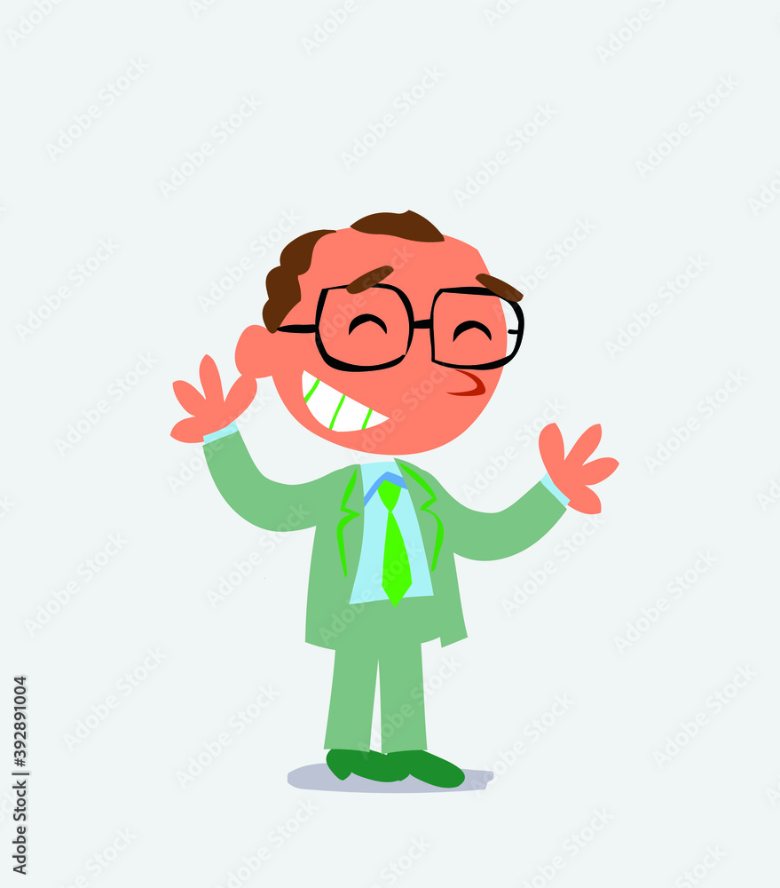 Very pleased cartoon character of businessman. Very pleased cartoon character of businessman.