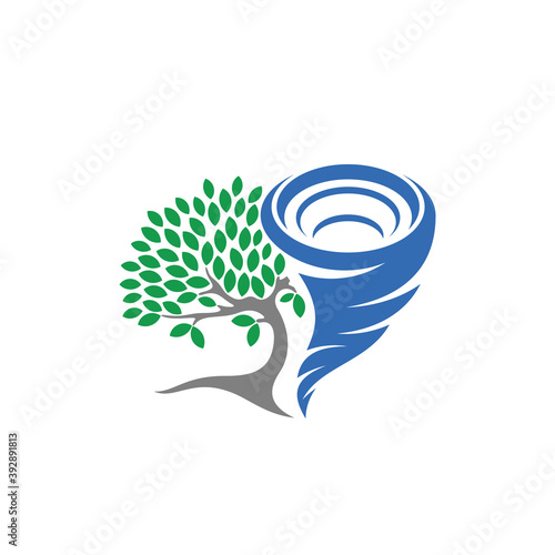 Tree with Tornado logo vector template, Creative Tornado logo design concepts, Illustration, Icon symbol