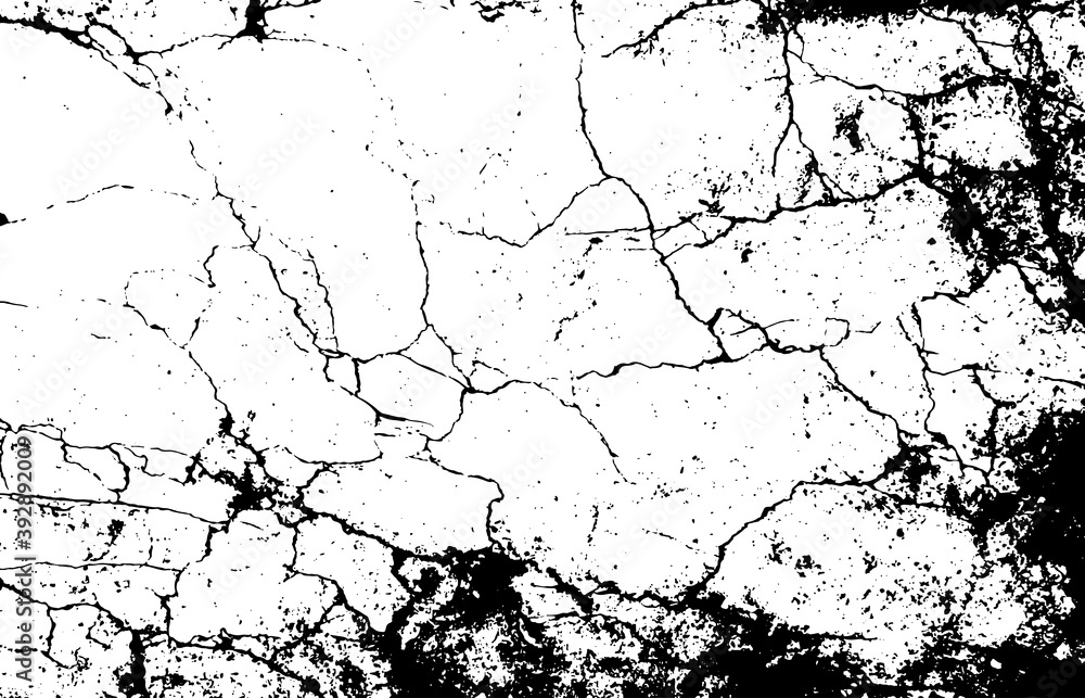 Black and white marble cracks simple texture. Vector illustration.