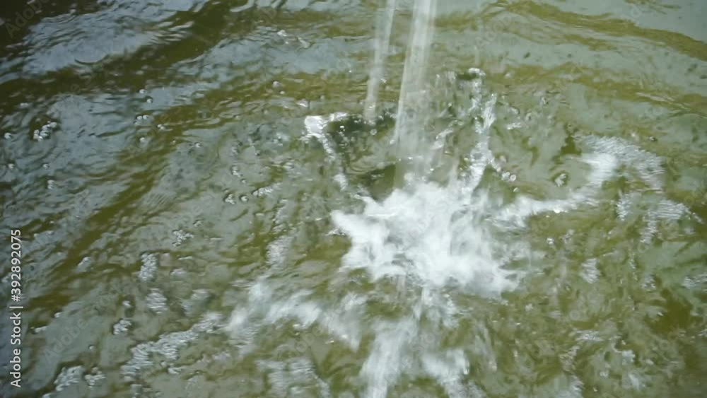 Outdoor water fountain maintenance, cleaning and care. Splashing dirty