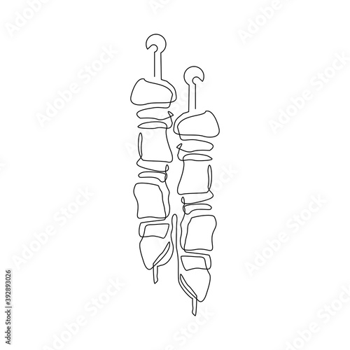 continuous line drawing of turkish kebab. One line art concept of turkey food. Vector illustration