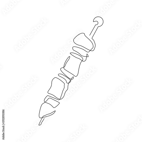continuous line drawing of turkish kebab. One line art concept of turkey food. Vector illustration