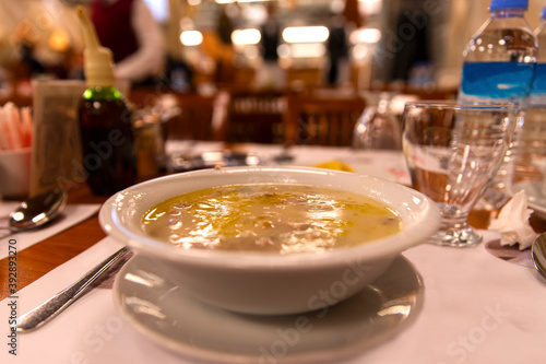 Healthy and delicious traditional turkish tripe soup