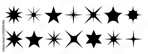 Christmas stars icon collection.Black set of stars  isolated on white background.Vector illustration