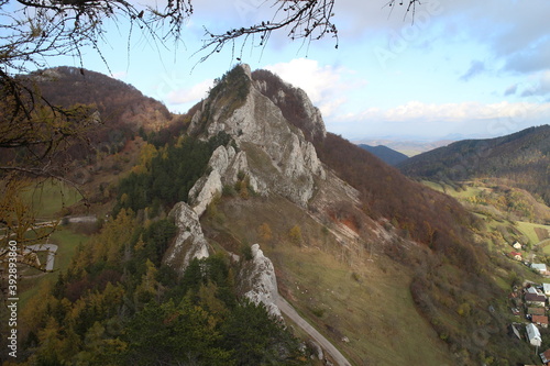 Vrsatske bradla mountain above Vrsatske Podhradie village, west Slovakia photo