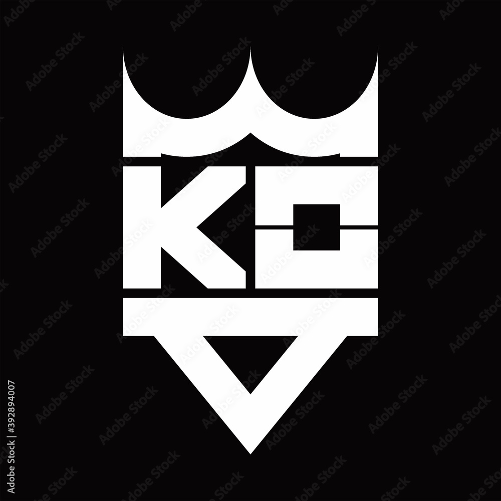 KO Logo monogram with crown shape isolated - obrazy, fototapety, plakaty 