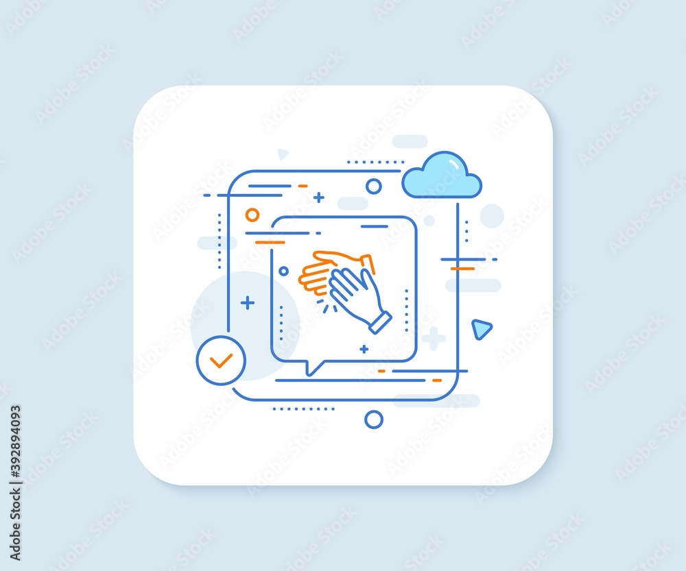 Clapping hands line icon. Abstract vector button. Clap sign. Victory gesture symbol. Clapping hands line icon. Speech bubble concept. Vector Clapping hands line icon. Abstract vector button. Clap sign. Victory gesture symbol. Clapping hands line icon. Speech bubble concept. Vector