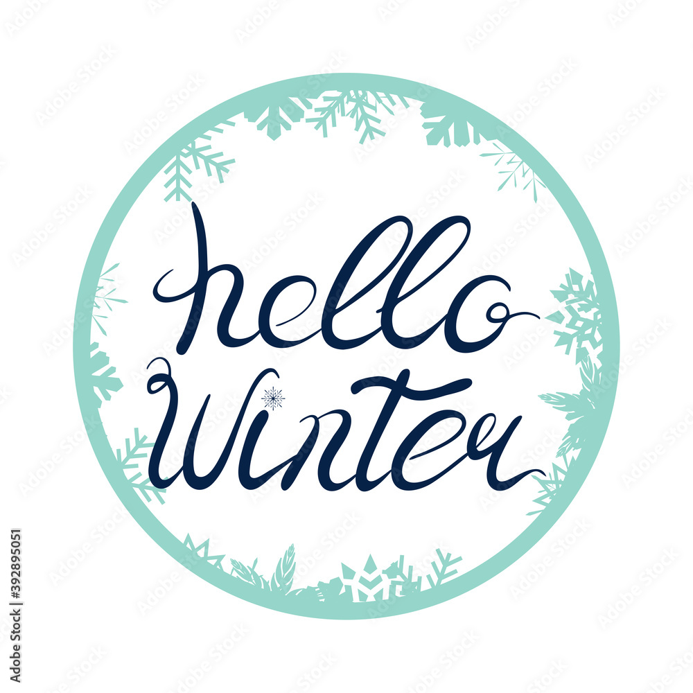 Fototapeta premium Hello Winter Vector Poster Square Template