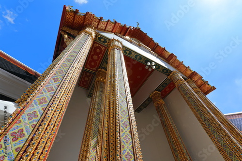 Thai architecture and beautiful Thai motifs in Wat Ratchabophit Sathit Maha Simaram Ratchaworawihan, Bangkok, Thailand photo