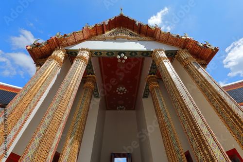 Thai architecture and beautiful Thai motifs in Wat Ratchabophit Sathit Maha Simaram Ratchaworawihan, Bangkok, Thailand photo