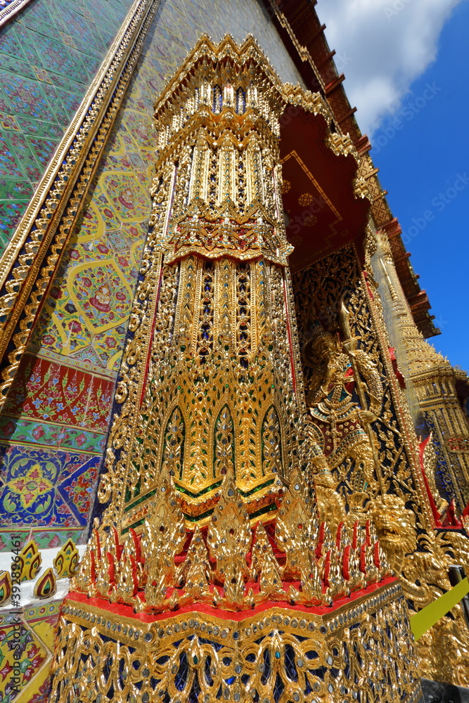 Thai motifs and beautiful Thai architecture in Wat Ratchabophit Sathit Maha Simaram Ratchaworawihan Bangkok, Thailand