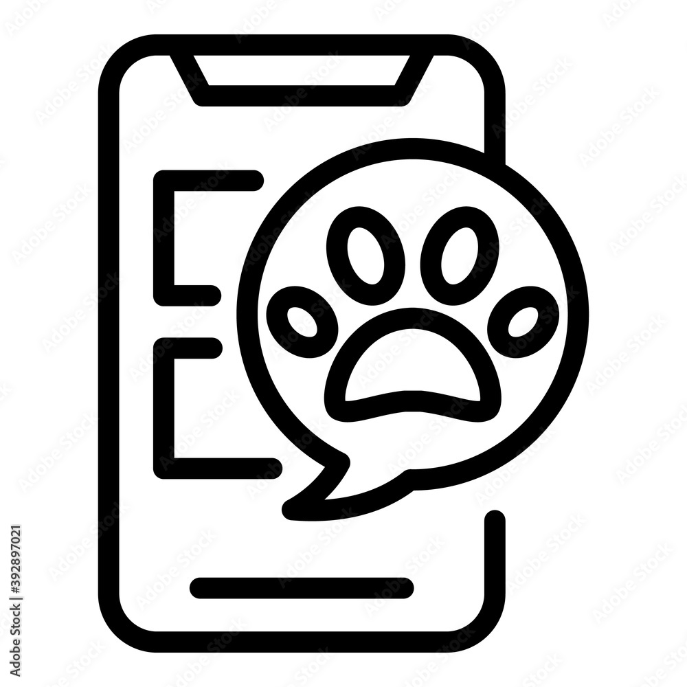 Paw phone icon. Outline paw phone vector icon for web design isolated on white background Paw phone icon. Outline paw phone vector icon for web design isolated on white background