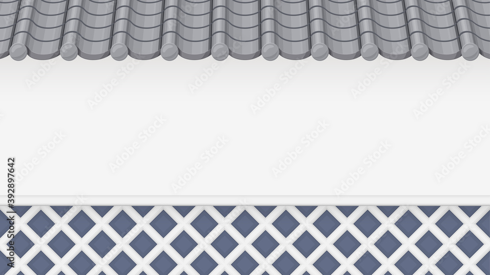 なまこ壁と瓦屋根の塀の背景素材 和風イラスト 16 9 Stock Vector Adobe Stock
