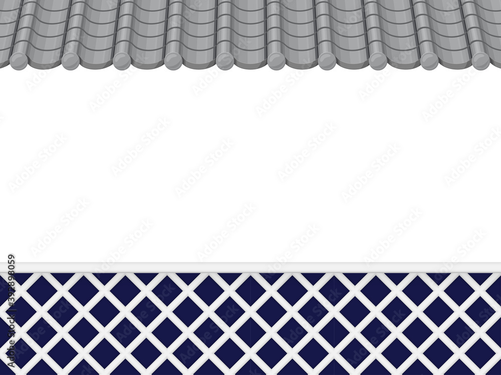 なまこ壁と瓦屋根の塀のフレーム素材 和風イラスト Stock Vector Adobe Stock