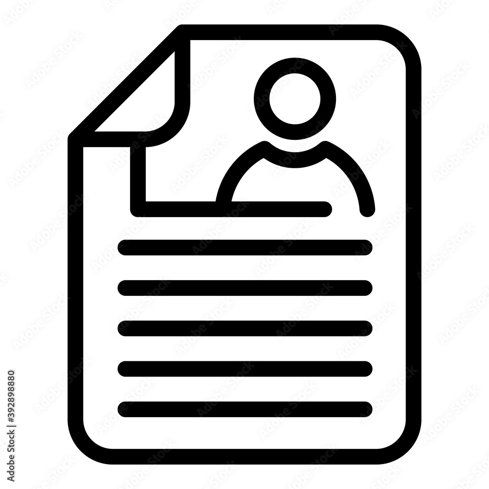 Cv paper icon. Outline cv paper vector icon for web design isolated on white background Cv paper icon. Outline cv paper vector icon for web design isolated on white background