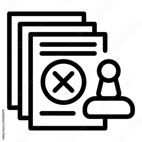 Paper stamp decline icon. Outline paper stamp decline vector icon for web design isolated on white background