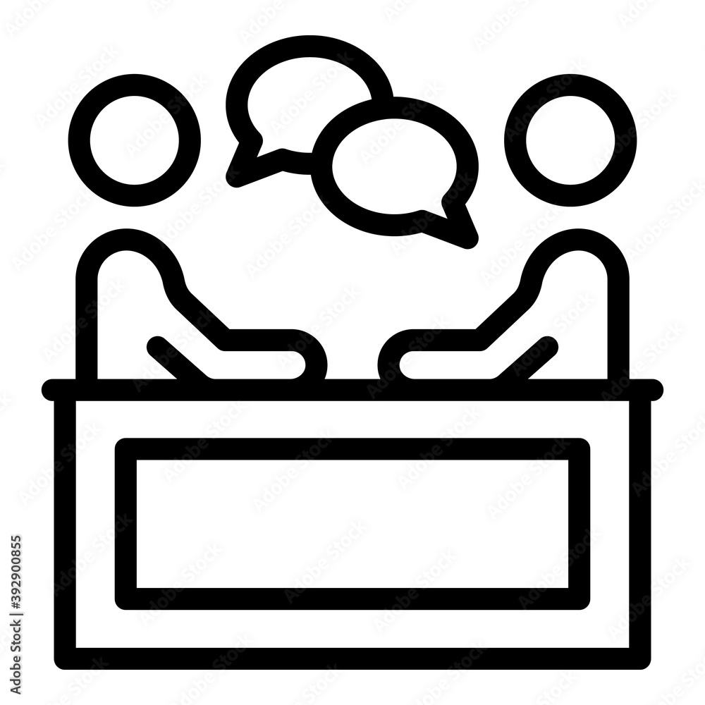 Business discussion icon. Outline business discussion vector icon for web design isolated on white background Business discussion icon. Outline business discussion vector icon for web design isolated on white background