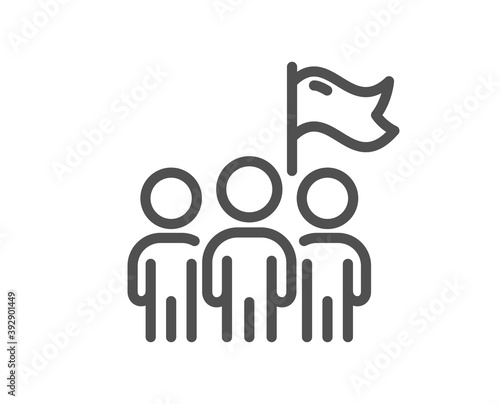 Leadership line icon. Success flag sign. Teamwork symbol. Quality design element. Linear style leadership icon. Editable stroke. Vector