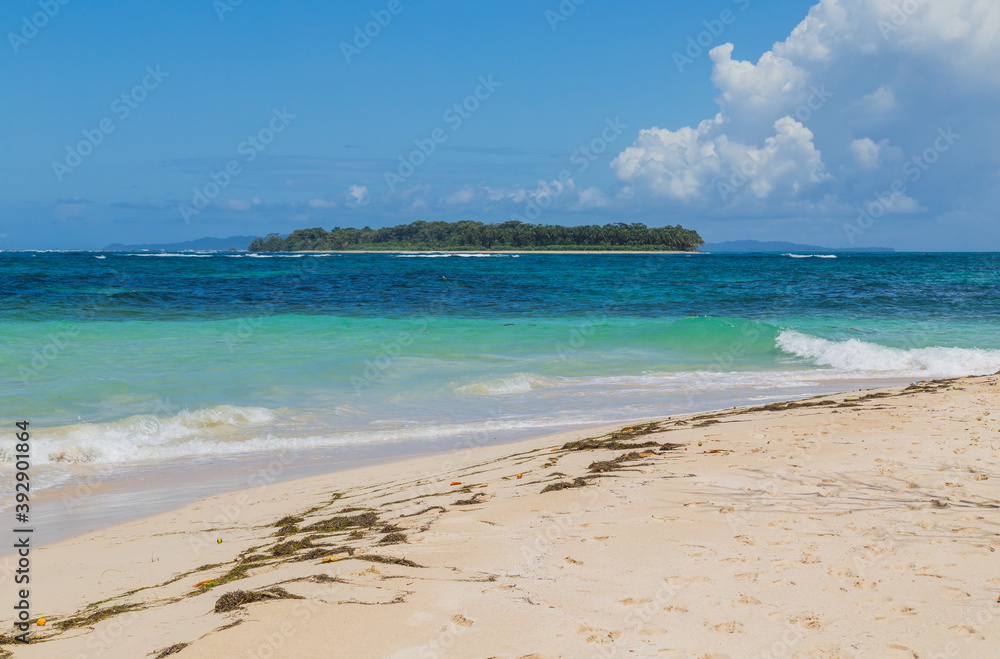 beach with an island in Panama