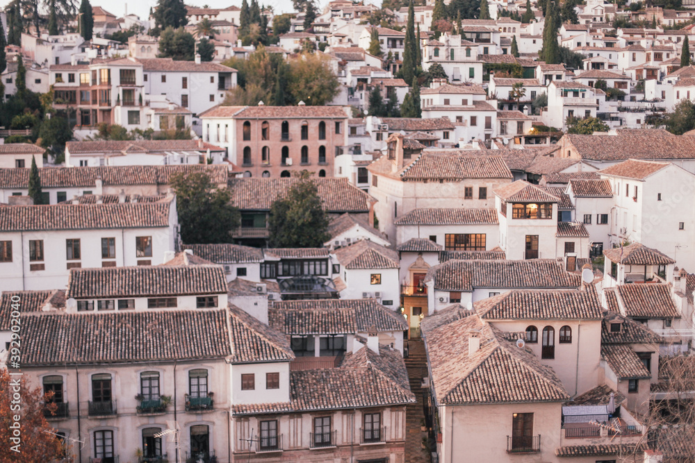 Rooftop view over Granda town, Spain