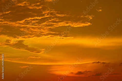 Magnificent view burning gold sky. Abstract nature background